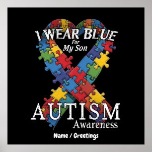 Ich trage Blau für meine Son Autism Awareness Supp Poster