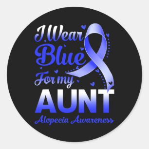 Ich trage Blau für meine Tante Alopezie Awareness Runder Aufkleber