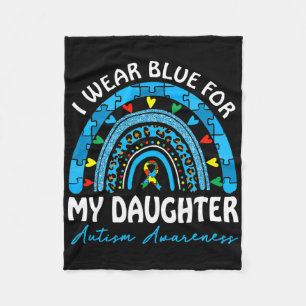 Ich trage Blau für meine Tochter Autism Awareness Fleecedecke