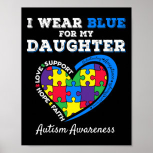 Ich trage Blau für meine Tochter Autismus Awarenes Poster