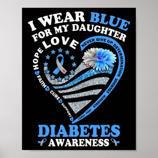 Ich trage Blau für meine Tochter Diabetes Awarenes Poster (Vorne)
