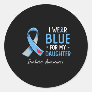 Ich trage Blau für meine Tochter Diabetes Awarenes Runder Aufkleber