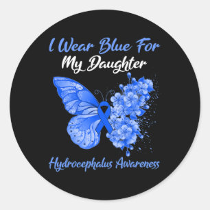 Ich trage Blau für meine Tochter Hydrocephalus War Runder Aufkleber