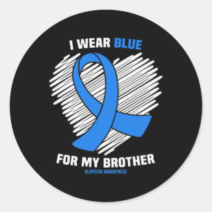 Ich trage Blau für meinen Bruder Alopezie Awarenes Runder Aufkleber