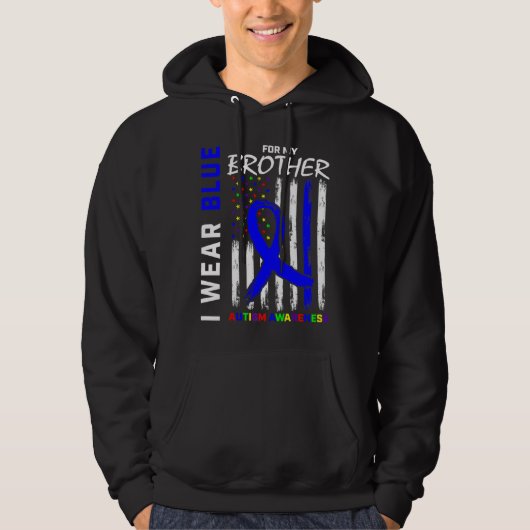 Ich trage Blau für meinen Bruder Autismus Bewussts Hoodie (Vorderseite)