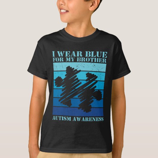 Ich trage Blau für meinen Bruder Autistische Kinde T-Shirt (Vorderseite)