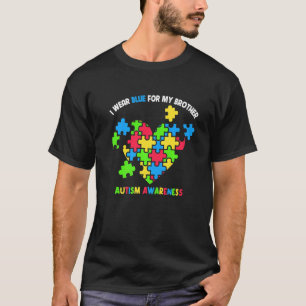 Ich trage Blau für meinen Bruder Herz Puzzle Autis T-Shirt