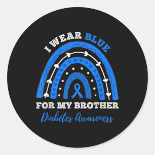 Ich trage Blau für meinen Bruder T1d Typ 1 Diabete Runder Aufkleber