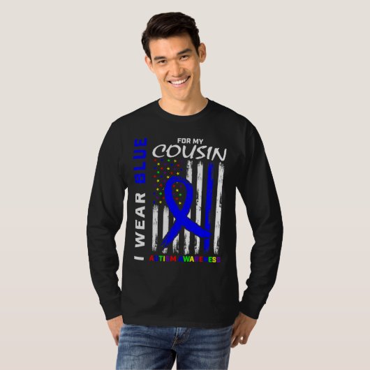 Ich trage Blau für meinen Cousin Autismus Sensibil T-Shirt (Vorne ganz)