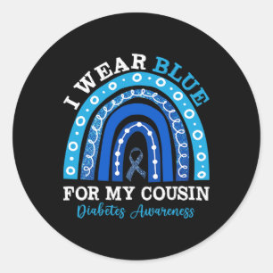 Ich trage Blau für meinen Cousin T1d Typ 1 Diabete Runder Aufkleber
