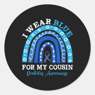 Ich trage Blau für meinen Cousin T1d Typ 1 Diabete Runder Aufkleber