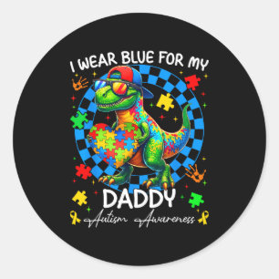Ich trage Blau für meinen Daddy Stolz Autismus-Bew Runder Aufkleber