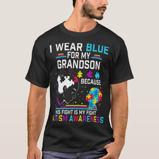 Ich trage Blau für meinen Enkel Autism alpaca asan T-Shirt (Vorderseite)