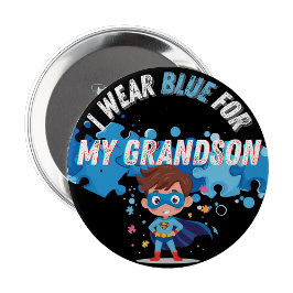 Ich trage Blau für meinen Enkel Autism Pin Badge Button