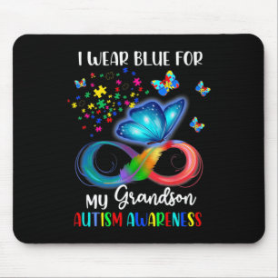 Ich trage Blau für meinen Enkel Autismus-Bewusstse Mousepad