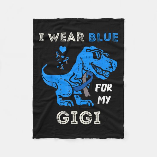 Ich trage Blau für meinen Gigi T Rex Dino Diabetes Fleecedecke (Vorderseite)