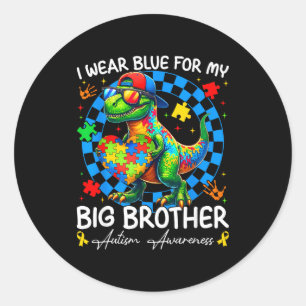 Ich trage Blau für meinen großen Bruder Autism Awa Runder Aufkleber