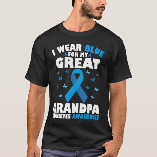 Ich trage Blau für meinen großen Opa Typ 1 Diabete T-Shirt (Vorderseite)