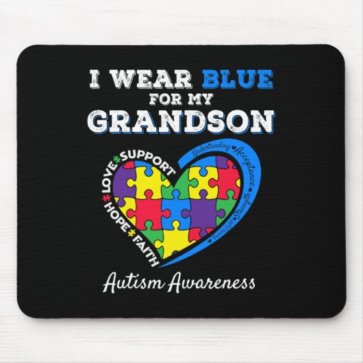 Ich trage Blau für meinen Großmutter Autismus Awar Mousepad (Vorne)
