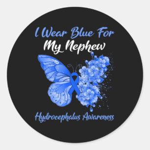 Ich trage Blau für meinen Nephew-Hydrocephalus-Kri Runder Aufkleber