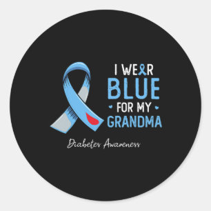 Ich trage Blau für meinen Oma Diabetes Awareness M Runder Aufkleber