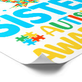 Ich trage Blau für meinen Schwester-Autismus-Bewus Poster (Ecke)