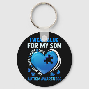 Ich trage Blau für meinen Sohn Autismus Awareness  Schlüsselanhänger