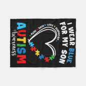 Ich trage Blau für meinen Sohn Autismus Bewusstsei Fleecedecke (Vorderseite (Horizontal))