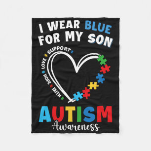 Ich trage Blau für meinen Sohn Autismus Bewusstsei Fleecedecke