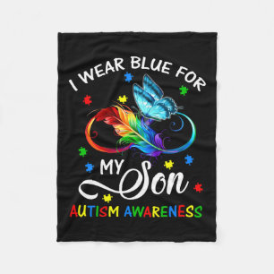 Ich trage Blau für meinen Sohn Autismus Bewusstsei Fleecedecke