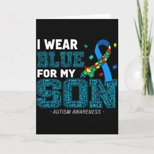 Ich trage Blau für meinen Sohn Autismus-Bewusstsei Karte