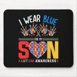 Ich trage Blau für meinen Sohn Autismus Bewusstsei Mousepad