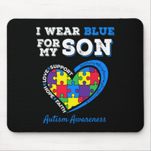 Ich trage Blau für meinen Sohn Autismus Bewusstsei Mousepad