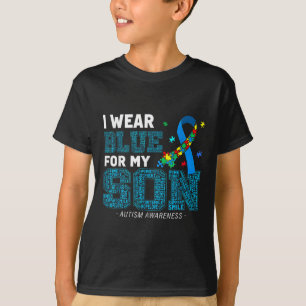 Ich trage Blau für meinen Sohn Autismus Bewusstsei T-Shirt