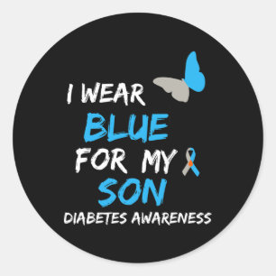 Ich trage Blau für meinen Sohn Diabetes Awareness Runder Aufkleber