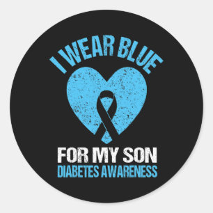 Ich trage Blau für meinen Sohn Diabetes Awareness  Runder Aufkleber
