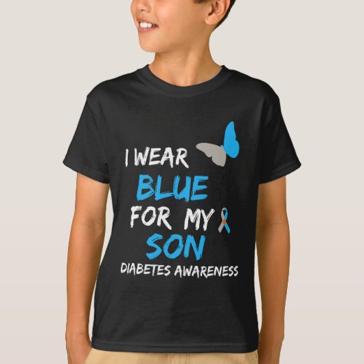 Ich trage Blau für meinen Sohn Diabetes Awareness  T-Shirt (Vorderseite)