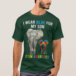 Ich trage Blau für meinen Sohn Elefant Fun Autism T-Shirt