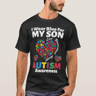 Ich trage Blau für meinen Sohn HerzAutismus Aufklä T-Shirt