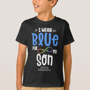 Ich trage Blau für meinen Sohn Mom Autism Awarenes T-Shirt