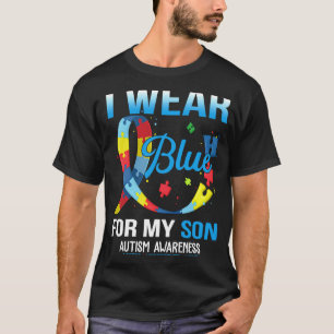 Ich trage Blau für meinen Sohn Ribbon Autism Aware T-Shirt