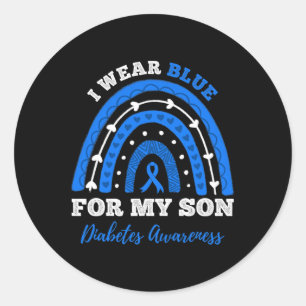 Ich trage Blau für meinen Sohn T1d Typ 1 Diabetes  Runder Aufkleber
