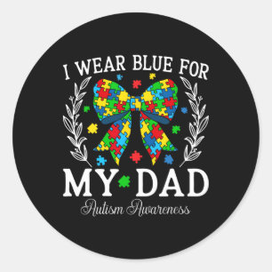 Ich trage Blau für meinen Vater Coquette Bow Famil Runder Aufkleber