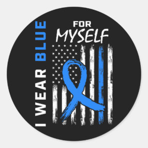 Ich trage Blau für mich selbst Diabetes Bewusstsei Runder Aufkleber