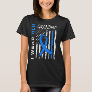 Ich trage Blau für Oma Diabetes Awareness Flag Ba T-Shirt