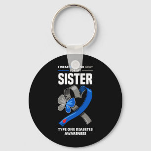Ich trage Blau und Grau für meine Schwester Typ 1 Schlüsselanhänger