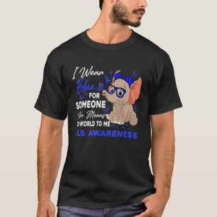 Ich trage blaue Als Awareness Brille Elefant T-Shirt