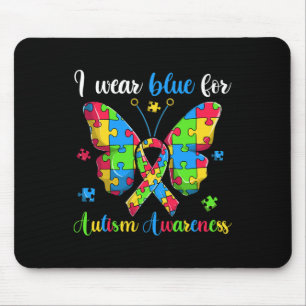 Ich trage Blauer für Autismus-Sensibilisierungsban Mousepad