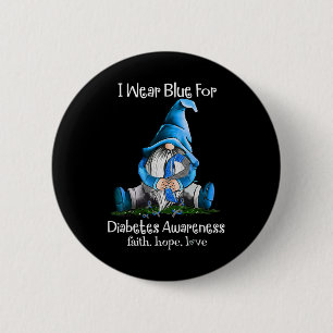 Ich trage Blauer für Diabetes Awareness Gnome Button