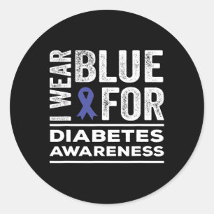 Ich trage Blauer für Diabetes Awareness Month Blue Runder Aufkleber